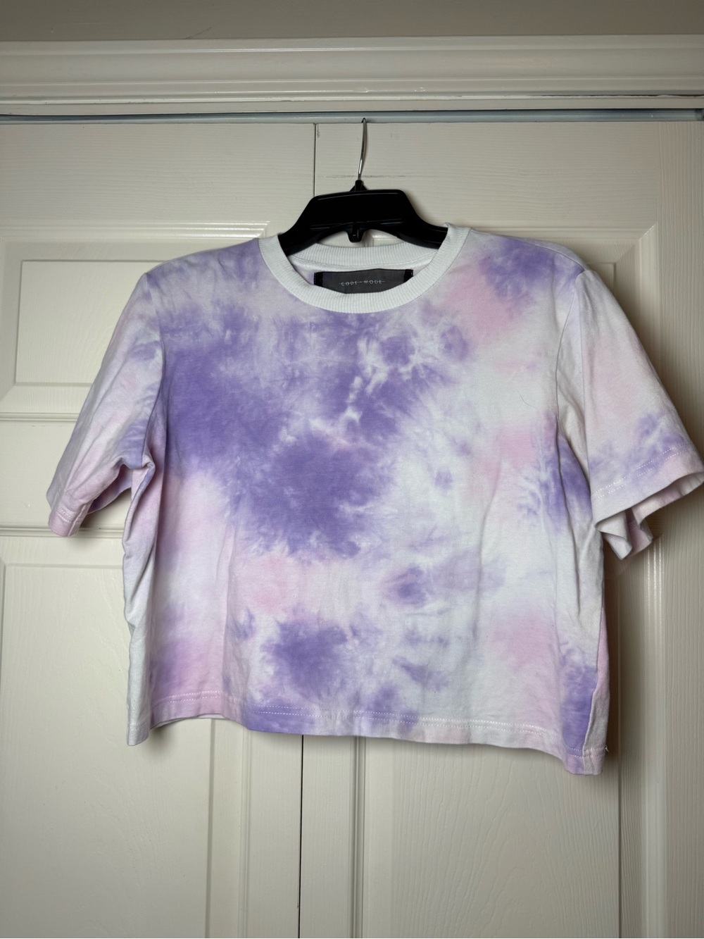 CODE x MODE Women's Tie-Dye Crewneck Short Sleeve Oversized Crop Top‎
